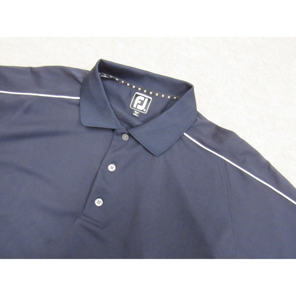FootJoy Mens Athletic Fit Golf Polo Shirt Navy Blue White XL 1005596